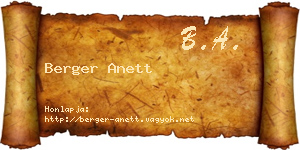 Berger Anett névjegykártya