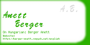 anett berger business card
